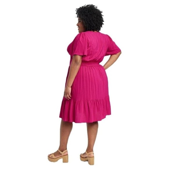 Knox Rose Plus Size 2X Short Sleeve A-line Dress In Magenta - Picture 2 of 11